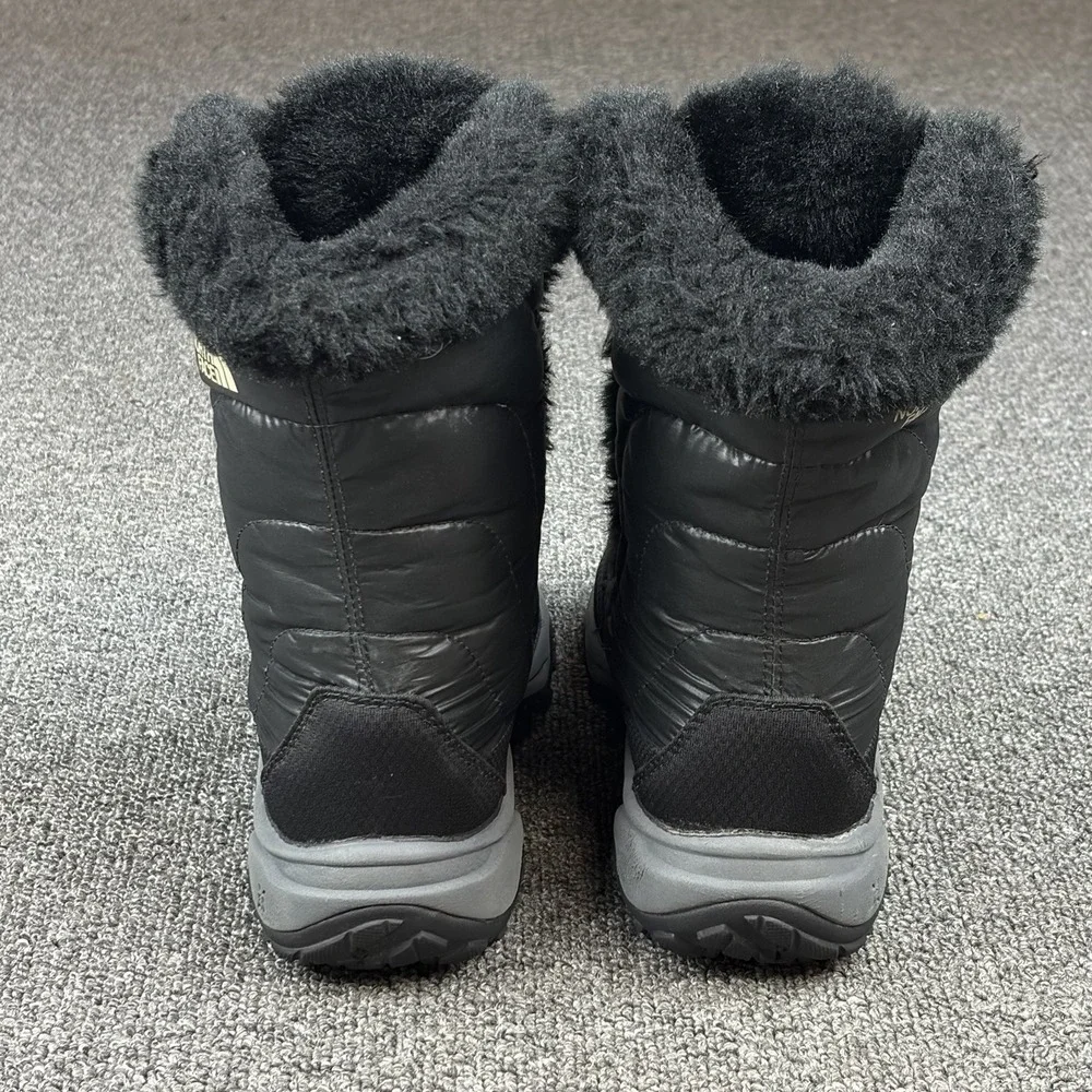 The North Face Nuptse Fur Winter Snow Boots Black Girls Youth Size 2 Insulated